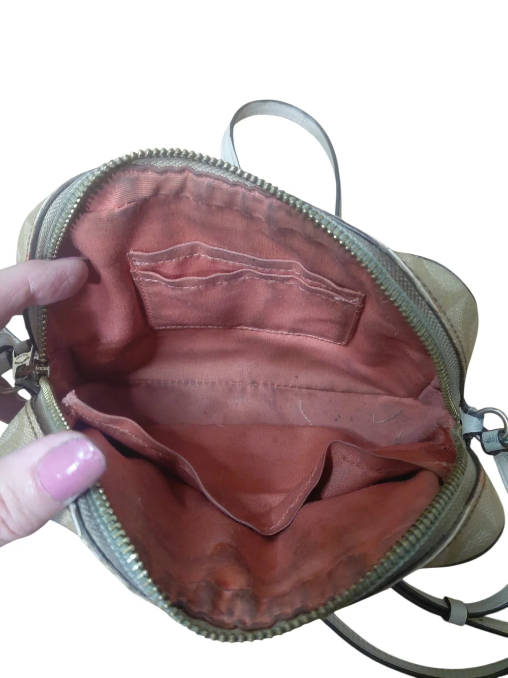 Coach Jaimie Mini Camera Bag Tan Crossbody Bag with Wild Strawberry Design